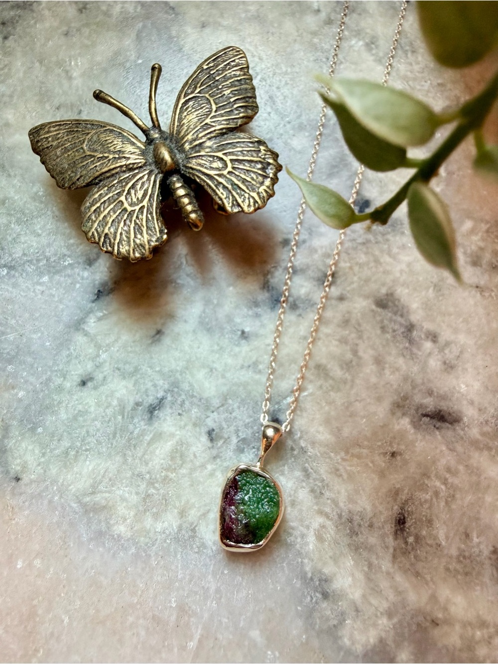 Sterling Silver Green and Purple Druzy Pendant Necklace